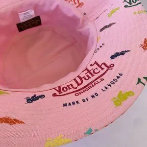 NWT VON DUTCH PINK ALL OVER LOGO PRINT BUCKET HAT - ONE SIZE VON DUTCH Pink All Over Logo Print Bucket Hat Unisex Adult  main image 3